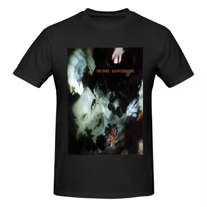 Camiseta de manga corta para hombre, Camisa de algodón negro, The Cure, desintegración - 1