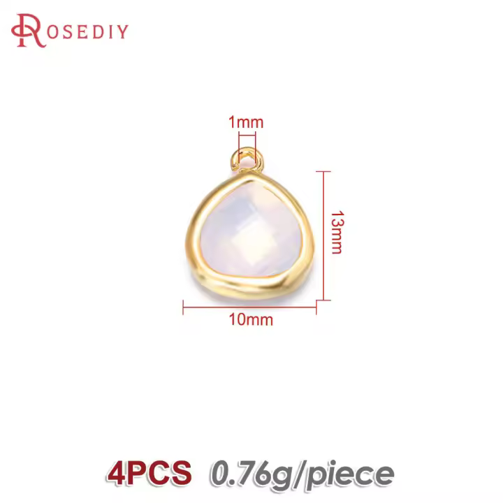 Colgantes de Encanto de Triángulo de Vidrio y Metal de Alta Calidad Accesorios de Joyería de Colorido Bronce Dorado Champán 4PCS 8x11MM 10x13MM - 1