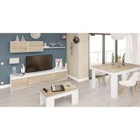 Comedor Extensible de 140 a 190cm, Mesa de Salón Color Blanco Artik y Roble Canadiense, Medidas: 90 Ancho x 140 Largo x 78 Altura - details 1