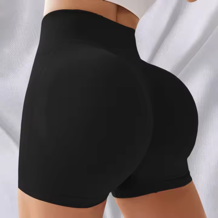 Pantalones cortos de impacto de cintura baja para mujer, pantalones cortos acanalados para entrenamiento, pantalones cortos de gimnasio, pantalones cortos de Yoga sin costuras - 1