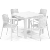 Pack x4 Silla jardín para Interior y Exterior con reposabrazos Ideal para Jardines y terrazas, apilable, Resina con Acabado de ratán Plano, Color Grafito - details 8