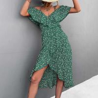 Vestido largo con tirantes y estampado floral para mujer, estilo bohemio de playa, moderno, un hombro, irregular, fresco diario - details 8