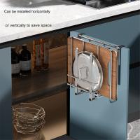 Soporte para tabla de cortar debajo del gabinete, estante para tabla de cortar pulida de acero inoxidable, sin perforaciones, colgador C - details 1