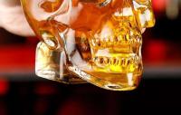 Botella de vidrio de alta calidad con forma de calavera de 750 ml, vaso de cerveza con cara de calavera de vino, vodka, whisky, tapa de café de madera - details 11