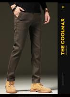 Ropa de marca, pantalones informales cálidos de lana para invierno, pantalones Cargo aterciopelados ajustados de trabajo de sarga marrón y gris con cintura elástica de algodón para hombre - details 14