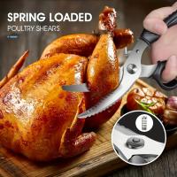 Tijeras de Cocina de Acero Inoxidable Tijeras de Pollo Resistentes para Corte Cargadas de Resorte - details 0