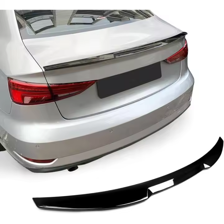BDBO Wings para Audi 2014-2020 A3 S3 RS3 Sedan 4 puertas alerón ala trasera tapa del maletero, negro brillante - estilo High Kick M4 - 1