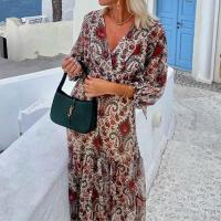 Vestidos estampados con cuello en v para mujer, moda informal - details 1