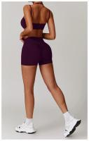 Pantalones cortos de Yoga de cintura alta afilados para mujer, pantalones cortos deportivos ajustados de secado rápido con realce de melocotón para correr y Fitness - details 23