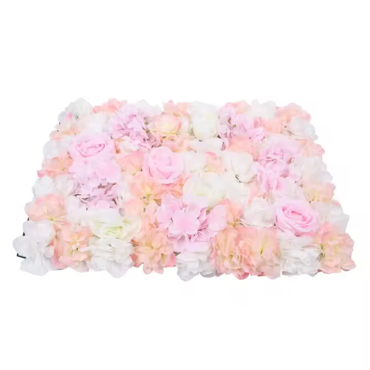 Paneles de flores artificiales para pared, decoración de fondo de boda, color champán y Rosa Blanca, 40x60 Cm, 10 unidades - 1