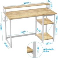Escritorio de Ordenador con Soporte de Monitor Escritorio de Oficina con Estantes de Almacenamiento Ajustables Pequeño Escritorio Reversible para el Estudio Beige - details 2
