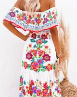 Nuevo vestido largo con vuelo y estampado de flores rojas de un hombro para primavera y verano 2025 - details 4