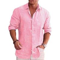 Camisa de Manga Larga de Algodón y Lino para Hombre Estilo Informal, Color Sólido, Talla Grande, Ventas de Otoño - details 4