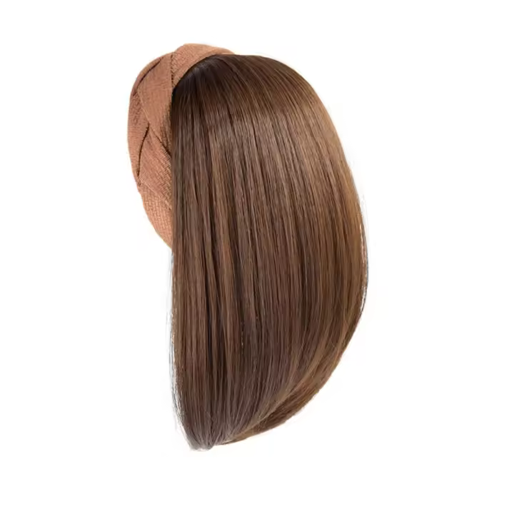 Pelucas de diadema sintéticas de estilo coreano, extensión de cabello con Clip, aro de pelo para mujer, pelo falso marrón, media peluca con diadema - 1