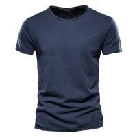 Camiseta de Color sólido de alta calidad para hombre, camisetas informales con cuello redondo, novedad de verano, Camiseta clásica 100% de algodón para hombre - details 4