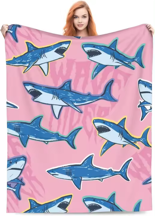 Manta Suave y Ligera de Tiburón Ideal para Cama, Sofá, Decoración de Navidad y Cumpleaños - 1
