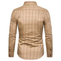 Camisa de algodón para hombre, camisa de manga larga a cuadros, informal, de negocios, ajustada, para oficina, 1311 - details 8