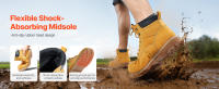 SucceBuy Botas de trabajo con punta de acero - Talla del Reino Unido 9: Botas impermeables y antideslizantes para hombre con suela de goma transpirable, marrón amarillo - details 1