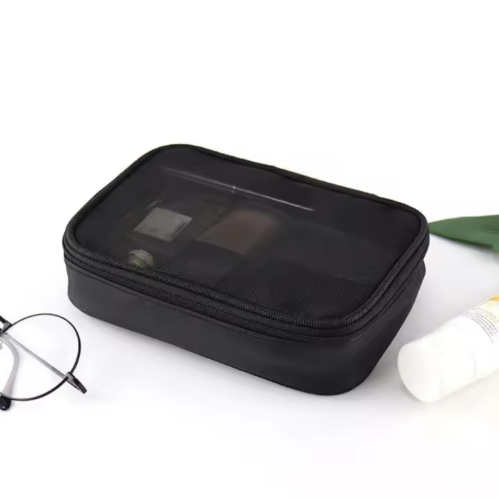 Organizador de Maquillaje de Nylon para Mujer Bolsa de Aseo, Estuche de Maquillaje, Bolsa de Almacenamiento de Cosméticos de Malla para Almacenamiento en Baño - 1