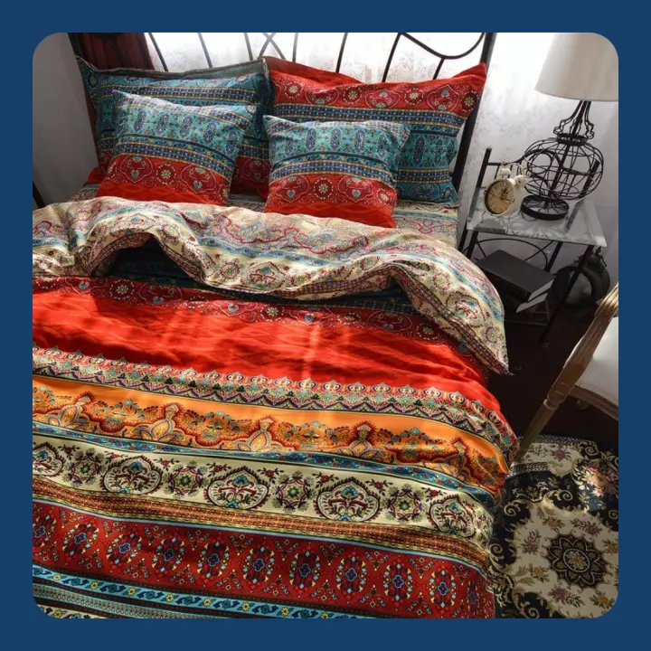 Ropa de Cama de algodón,Funda de edredón 200 x 200cm con 2 Fundas de Almohada Bohemia 3 Piezas Funda Nordica Cama 135 Suave y Acogedor Lujo, étnico Boho, Fundas nórdicas - 1