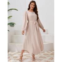Vestido casual de manga larga para mujer, prenda elegante de color bastante sólido, para 2025 - details 3