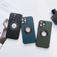 Magsafe-Funda de cuero con textura para iPhone, Protector de lente magnético con orificio para logotipo, para iPhone 15, 14, 13, 12, 11 Pro Max Plus - details 4