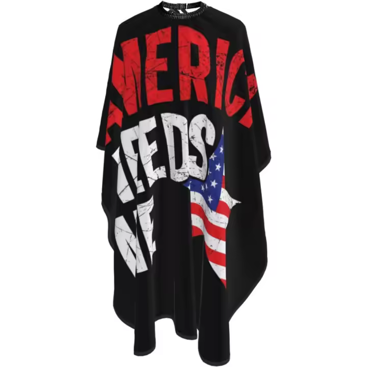 America Needs Me Salon Barber Cape - Capa de corte de pelo impermeable de peluquería profesional con cierre a presión ajustable - Delantal de corte de pelo para estilista y uso doméstico - 55''X66'' - 1