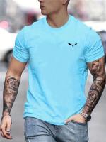 Verano de los hombres tamaño suelto 100% algodón estampado de pájaros Slim Fit Casual cuello redondo manga corta camiseta Top - details 8