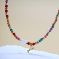 Collar de acero inoxidable para mujer, Gargantilla a mano de perlas de colores con letras pequeñas, con lindas iniciales, joyas bohe - details 13