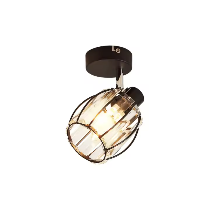 CBJKTX Foco de techo de cristal negro vintage E14 para pasillo 350 °   Intercambiable industrial giratorio - 1