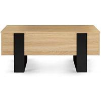 Mesa baja rectangular de madera y negro - details 5