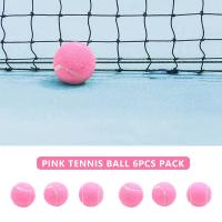 Pelotas de tenis rosas resistentes al desgaste para mujer, pelotas de entrenamiento elásticas de 66mm para principiantes, pelota de práctica de tenis para Club, paquete de 6 piezas - details 3