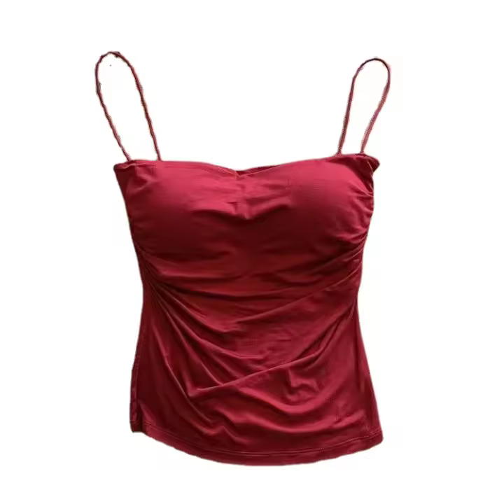 Camisetas sin mangas para mujer con sujetador incorporado, camisetas sin mangas con tirantes finos para mujer, camisetas informales - 1