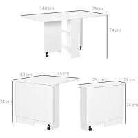 Mesa Plegable de Comedor Mesa de Cocina Plegable con Ruedas Alas Abatibles y Estantes para 4-6 Personas 75x140x74 cm Cemento Gris - details 46