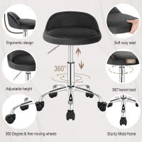 Silla de Oficina de Cuero Sintético Silla de Escritorio sin Brazos Taburete Giratorio para Sala de Masaje SPA Taburete de Tocador Blanco - details 35
