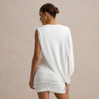 Vestido ajustado asimétrico de manga única de alta gama para mujer - details 12