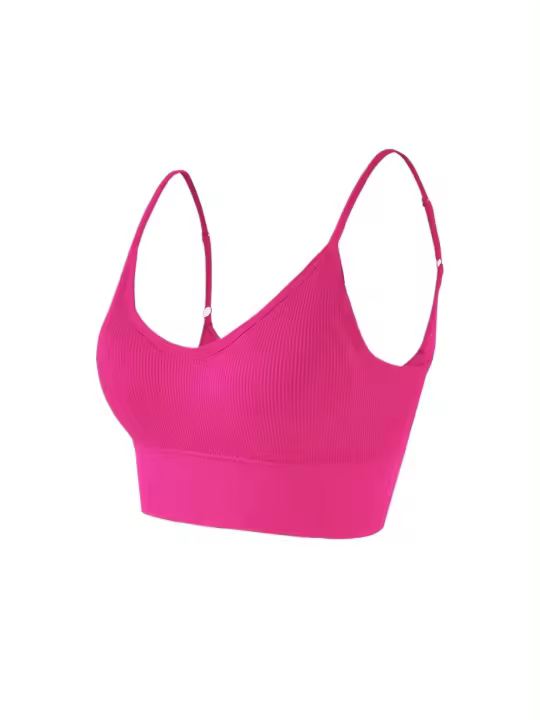Sujetador deportivo clásico sin espalda con cuello halter y yoga acanalado de punto para cultivo de cabello. - 1