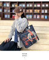 Nueva bolsa de mano bolsa de playa Bart pintado pintura bolsa de dibujos animados lino bolsa de lona de gran capacidad negro hermosa mujer - details 19