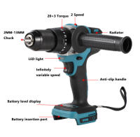 Taladro eléctrico sin escobillas Kamolee 13MM con batería Makita 18V para trabajos de impacto y destornillado cargado con litio - details 1