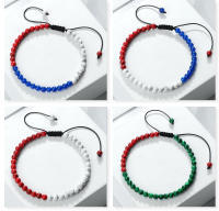 Pulsera de Piedra Natural de 4mm Diseño de Bandera Nacional Joyería de Pareja - details 10