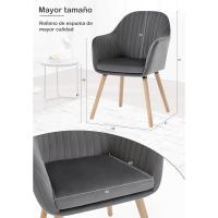 Silla de Comedor Estilo Vintage Juego de 1, Silla Cocina, Silla Nordica con Respaldo y Reposabrazos, Tela Pana, Estructura de Madera, Sillas para Tocador, Escritorio, Crema, EZS26cm-1 - details 107