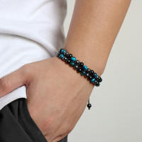 Pulsera de cuentas de ojo de tigre para hombre, pulsera de hematita de piedra Natural, pulseras con dijes de distancia de doble capa, joyería para el cuidado de la salud para hombre - details 10