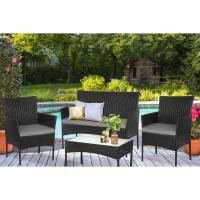 Muebles de jardín de Resina Trenzada Negra - 4 Asientos: 1 sofá, 2 sillones, 1 Mesa de Centro - Cojines Beige con - details 32