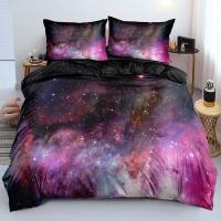 Juego de cama azul oscuro de galaxia de lujo, edredón, funda de edredón, estrellas brillantes, cielo estrellado - details 6