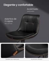 Conjunto de d Dos Taburetes de Bar Giratorios Regulables Tapizados con Respaldo y Reposapiés de Acero Para Cocina y Comedor - details 4