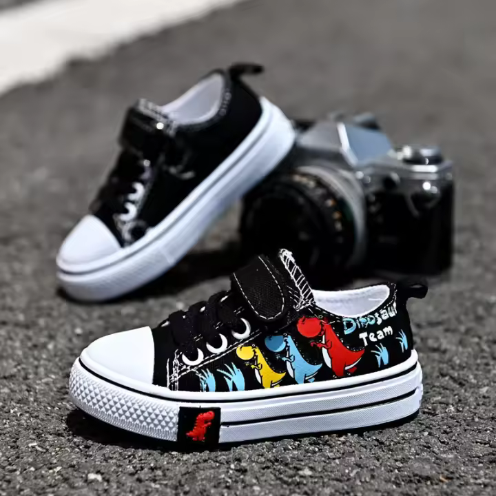 Cordones de lona informales para niños y niñas, cordones de dinosaurios de dibujos animados, dinosaurio, clásico, moderno, novedoso - 1