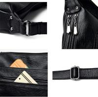 Bolso cruzado de cuero para mujer, bolso bandolera de cuero con múltiples bolsos, ligero con correa ajustable para el hombro, tendencia de moda, gran capacidad - details 3