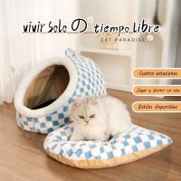 Cama para Perro, Camas para Cachorros Perrera con Manta Gruesa en Forma de Huevo, Puntos de Color, Nido para Mascotas, Lavable (Azul) - details 1