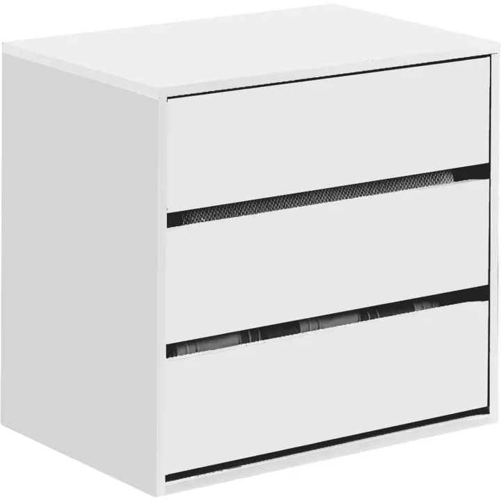 Tres cajones, Acabado en Blanco Mate, Dimensiones: 60 cm (Ancho) x 57 cm (Alto) x 44 cm (Fondo) - 1