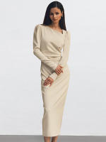 Vestido largo elegante de invierno con manga de viajero, nuevo estilo francés, traje de extremo para mujer - details 9